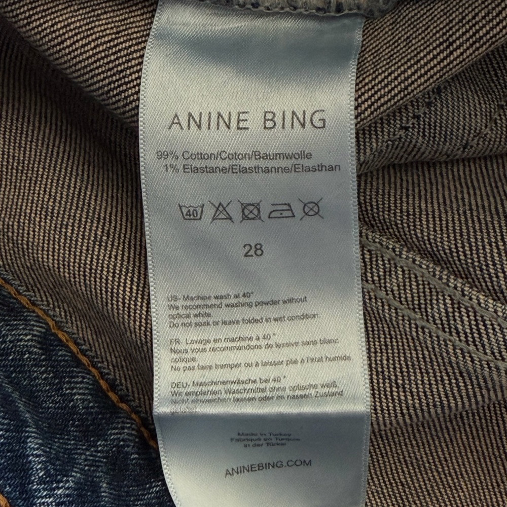 Anine Bing Slim Straight Jeans Size 28 Dark Wash Stretch Denim Women - Picture 9 of 9